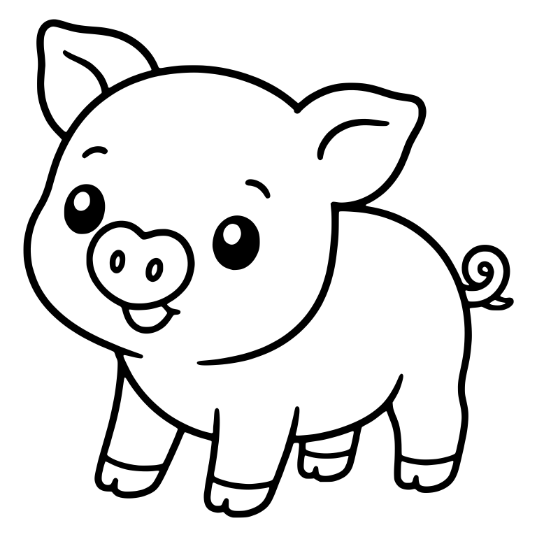 Standing Piglet With Tongue Peeking Out — free animal SVG cut file