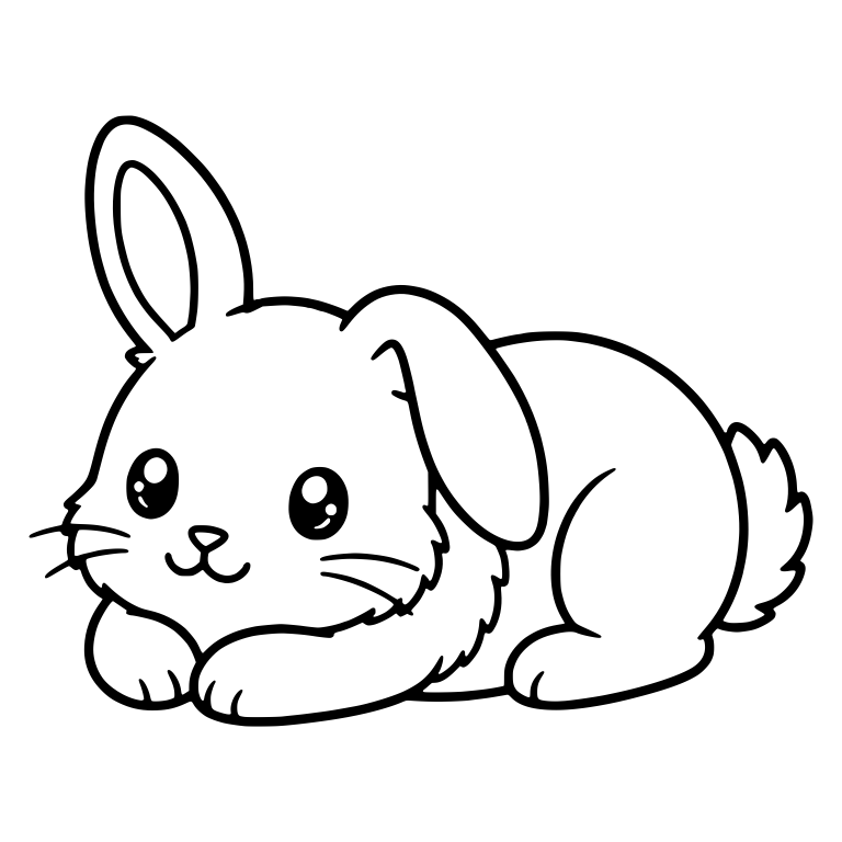 Resting Bunny With One Ear Up and Paws Forward — free animal SVG cut file
