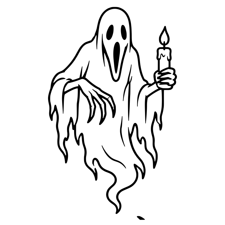 Screaming Ghost Holding a Candle With Clawed Hand — free fantasy-creature SVG cut file