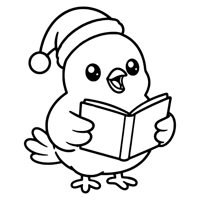 Caroling Dove in Santa Hat With Songbook — free animal SVG cut file