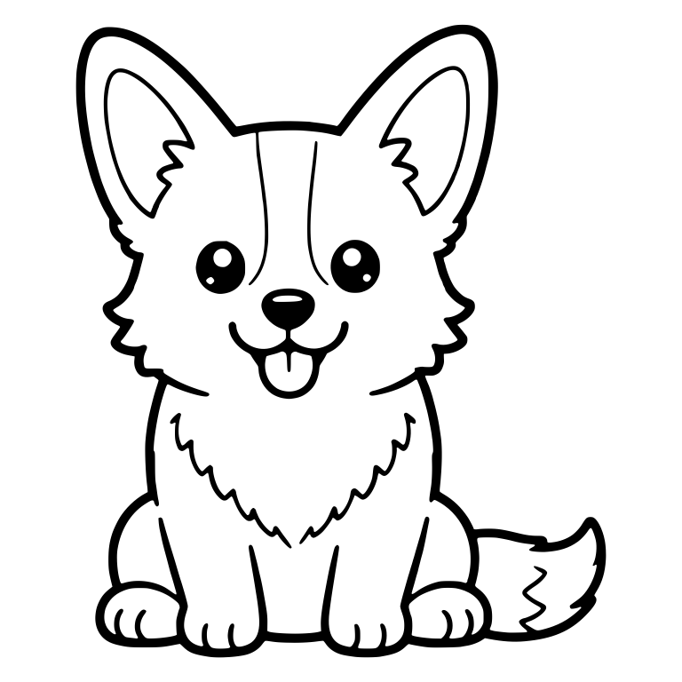 Cardigan Corgi Sitting Smiling With Tail Tip Marking — free animal SVG cut file