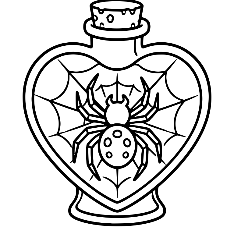 Heart Potion Bottle With Spider And Cobweb — free objects SVG cut file