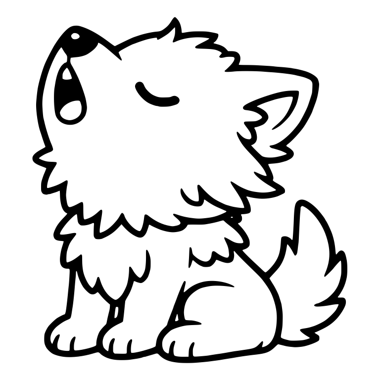 Howling Wolf Pup With Fluffy Chest Fur — free animal SVG cut file