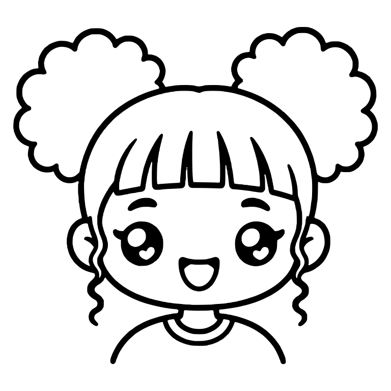 Girl with Two Hair Puffs and Wavy Side Curls — free characters SVG cut file