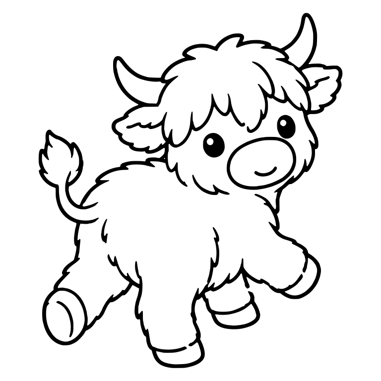Frolicking Highland Calf With Curled Tail — free animal SVG cut file