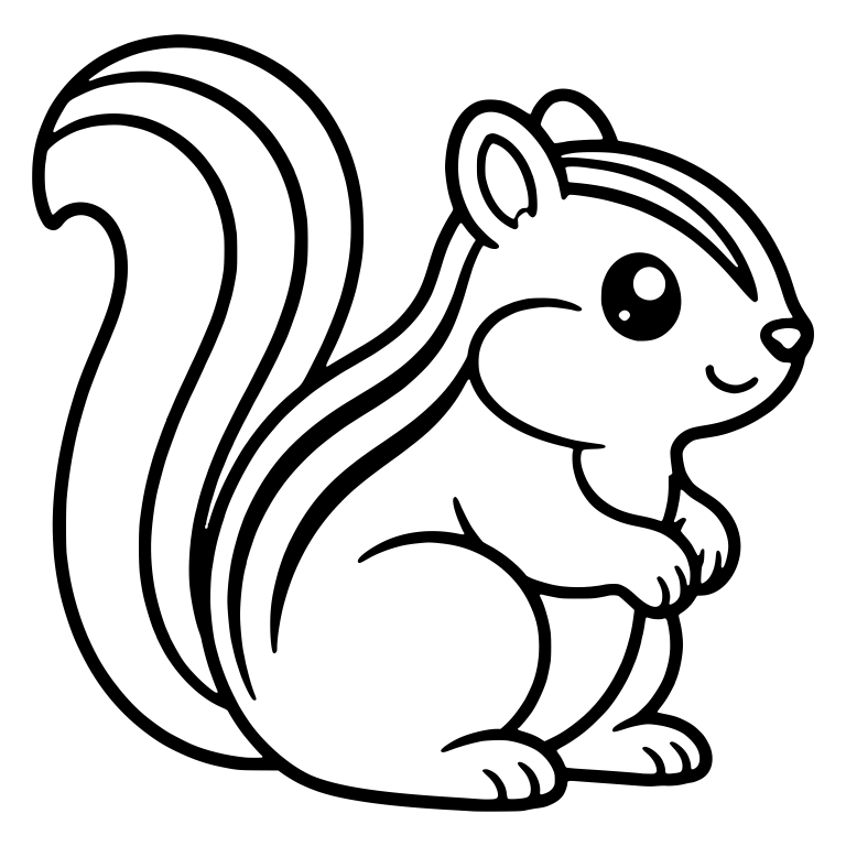 Striped Chipmunk Sitting In Profile With Paws Together — free animal SVG cut file
