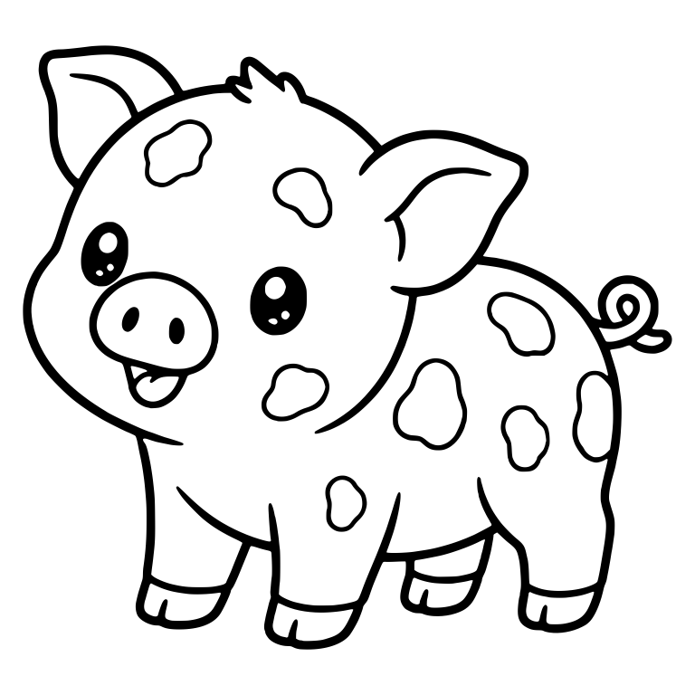 Standing Spotted Piglet with Open Smile — free animal SVG cut file