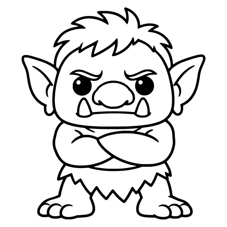 Grumpy Troll With Crossed Arms and Tusks — free fantasy-creature SVG cut file