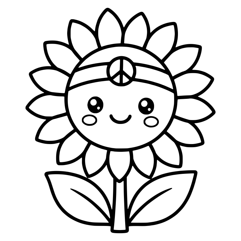 Sunflower With Peace Sign Headband — free floral SVG cut file