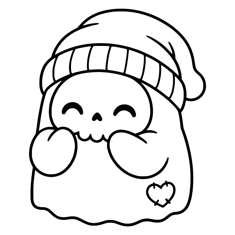 Happy Beanie Reaper With Stitched Heart Patch — free characters SVG cut file