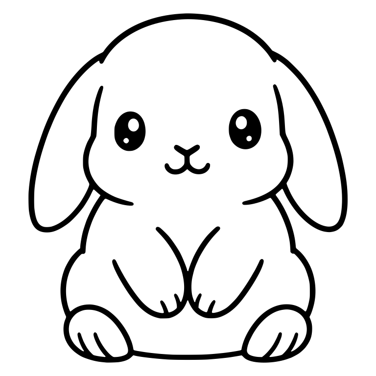 Chubby Holland Lop Bunny Sitting With Front Paws Together — free animal SVG cut file