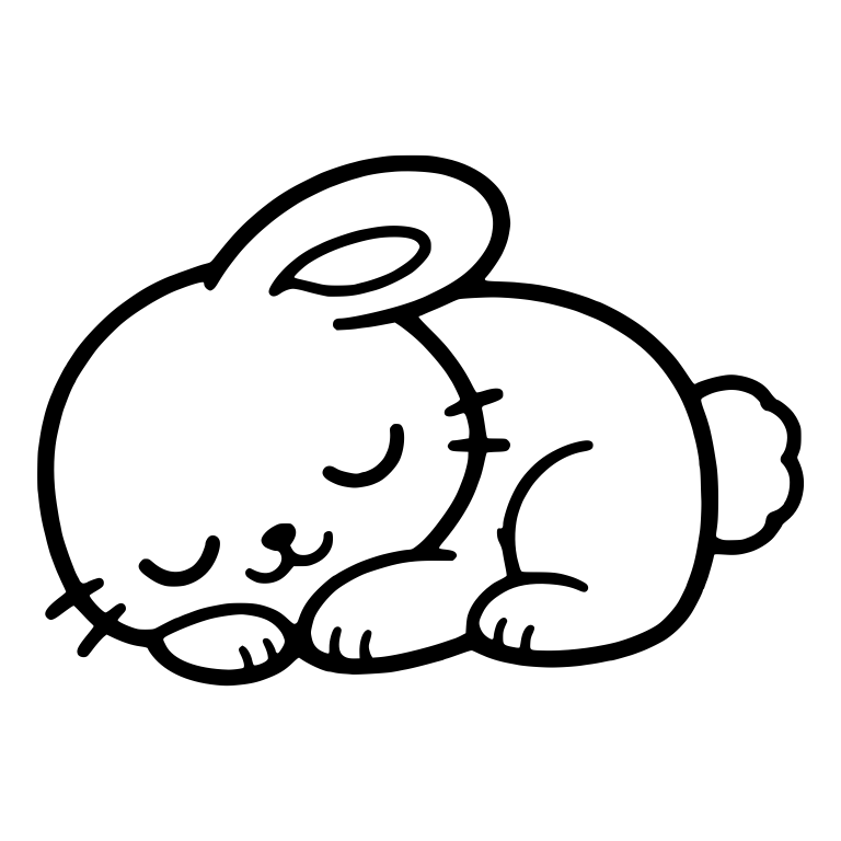 Sleeping Bunny With Whiskers And Fluffy Tail — free animal SVG cut file