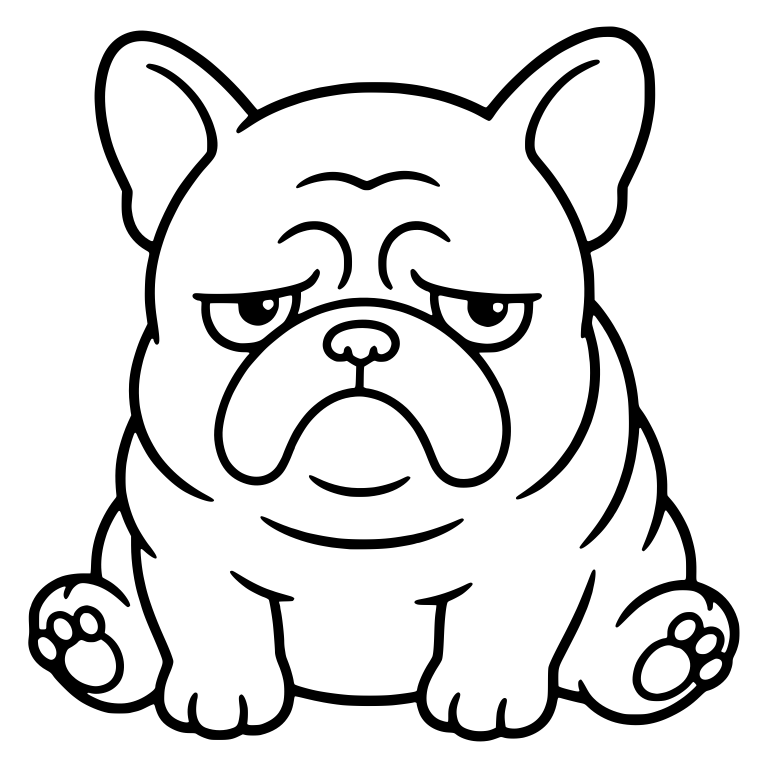 Sulky French Bulldog Sitting With Droopy Eyes — free animal SVG cut file