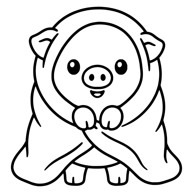 Standing Pig Wrapped in Blanket With Feet Showing — free animal SVG cut file