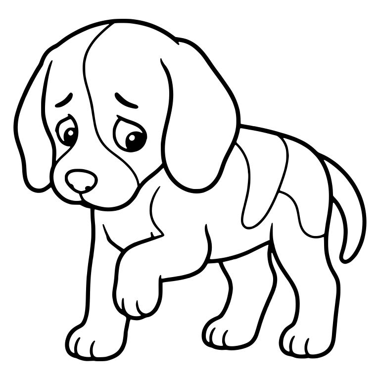 Shy Beagle Puppy Walking With Raised Paw — free animal SVG cut file