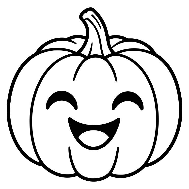 Laughing Pumpkin with Closed Happy Eyes — free floral SVG cut file