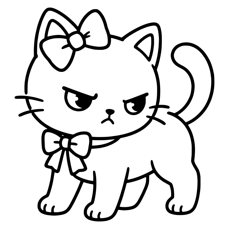 Irritated Kitten Standing With Head Bow And Neck Bow — free animal SVG cut file