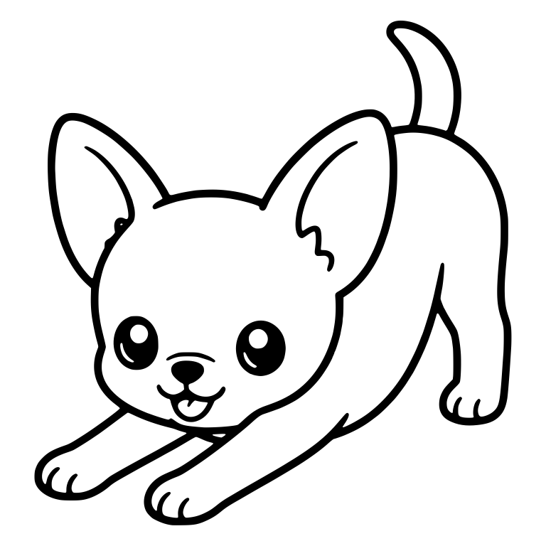 Chihuahua Puppy Play Bow With Tongue Out — free animal SVG cut file