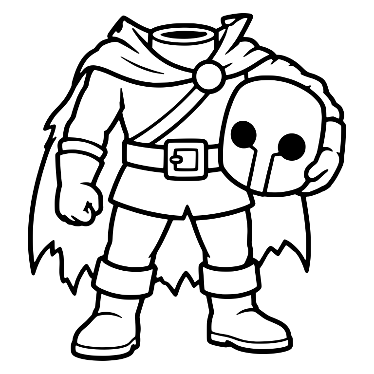 Headless Horseman Holding Helmet with Ragged Cape — free characters SVG cut file