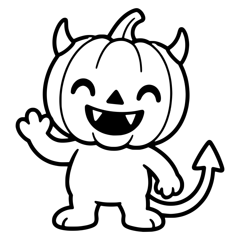 Waving Horned Pumpkin Head With Arrow Tipped Tail — free fantasy-creature SVG cut file