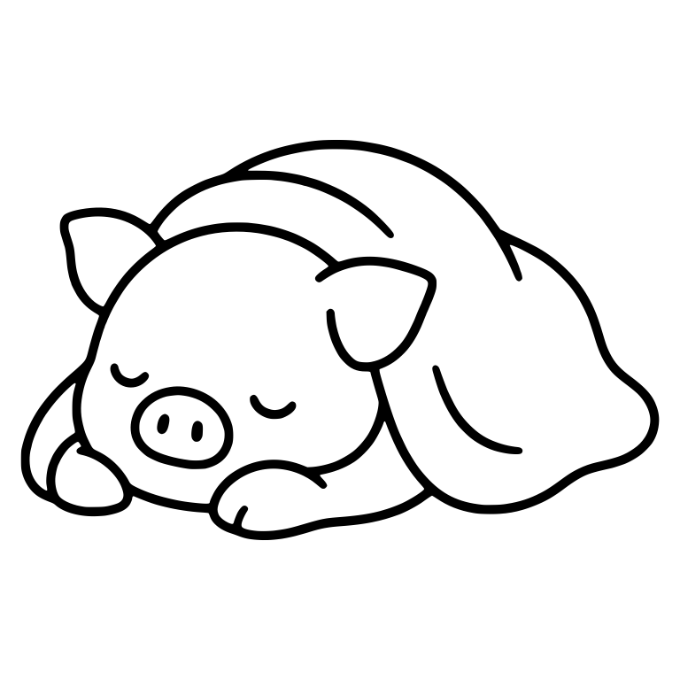 Piglet Napping Under Blanket With Chin on Hoof — free animal SVG cut file