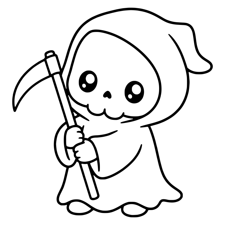 Hooded Reaper Gripping Scythe With Both Hands — free characters SVG cut file