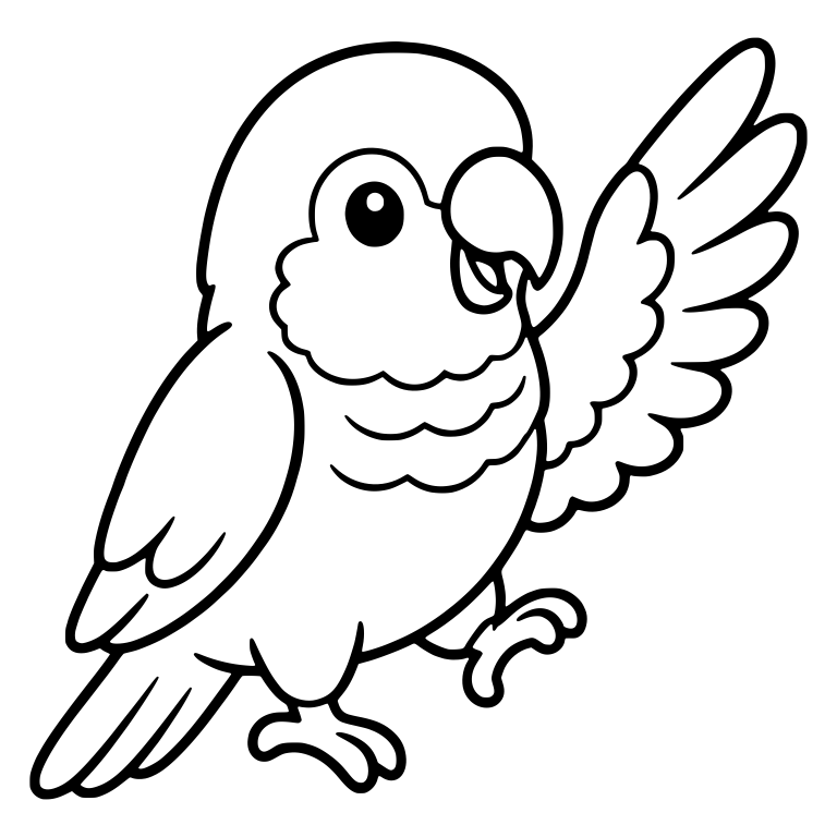Kawaii Quaker Parrot Waving One Wing — free animal SVG cut file