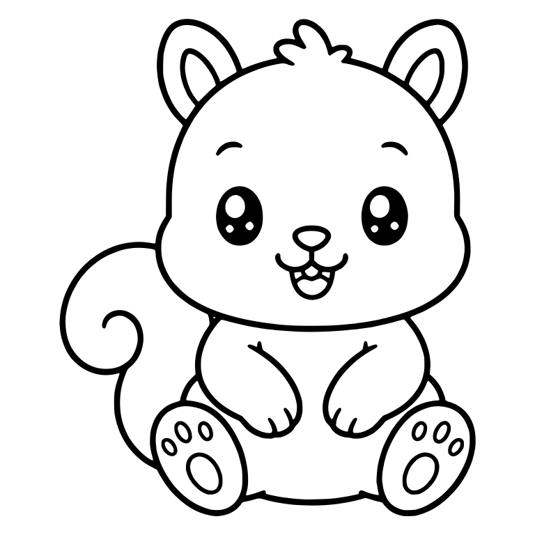 Chubby Sitting Squirrel With Paw Pads And Curled Tail — free animal SVG cut file