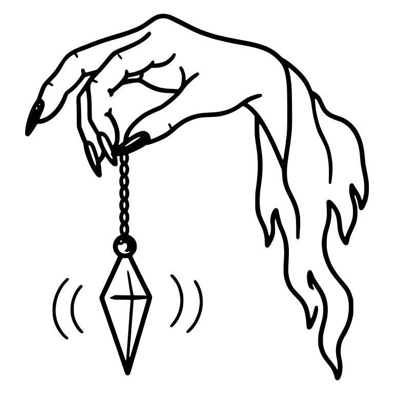 Ghostly Hand Dangling Crystal Pendulum on Chain — free objects SVG cut file
