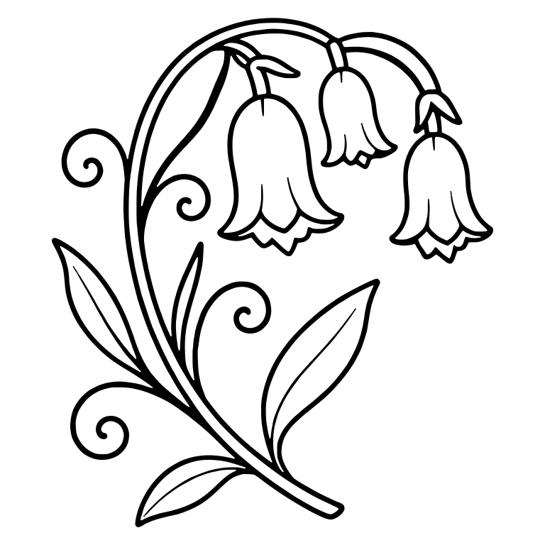 Arching Bellflower Stem With Three Drooping Blooms — free floral SVG cut file
