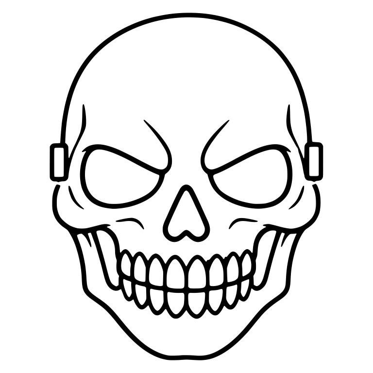 Front View Skull Mask With Side Clasps and Teeth — free skeleton SVG cut file