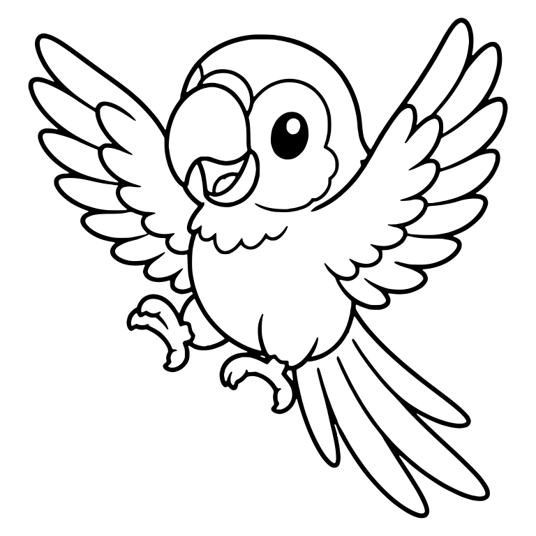 Happy Flying Macaw with Wings Spread and Open Beak — free animal SVG cut file