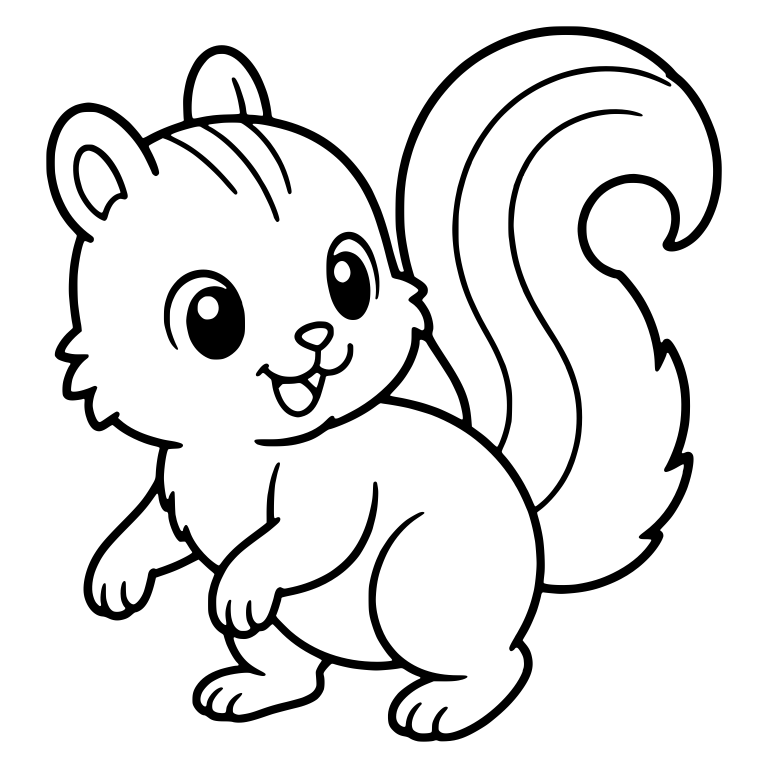 Squirrel With Big Striped Swirl Tail and Raised Paw — free animal SVG cut file