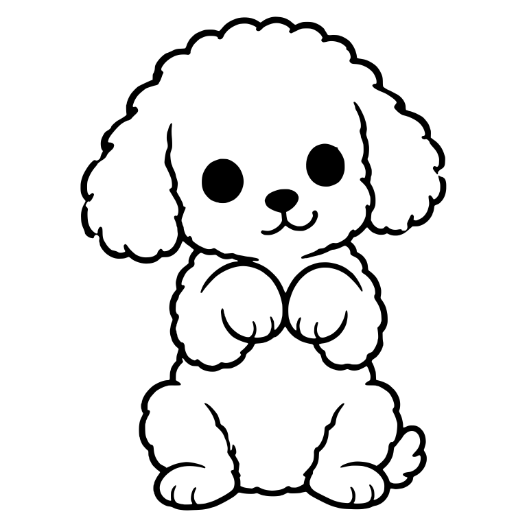 Toy Poodle Puppy Sitting with Paws Together at Chest — free animal SVG cut file