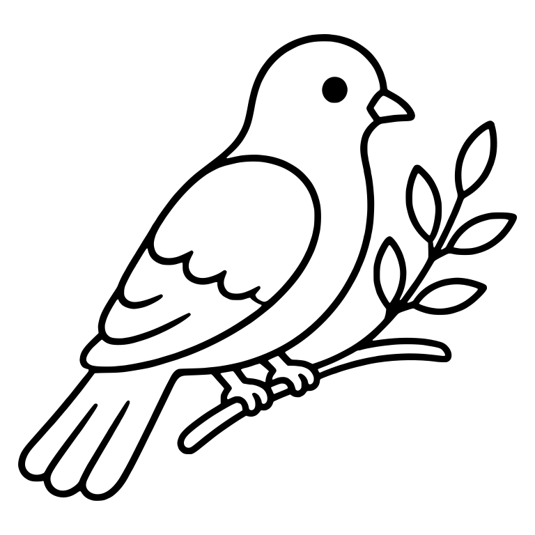 Dove Perched on an Olive Branch — free animal SVG cut file