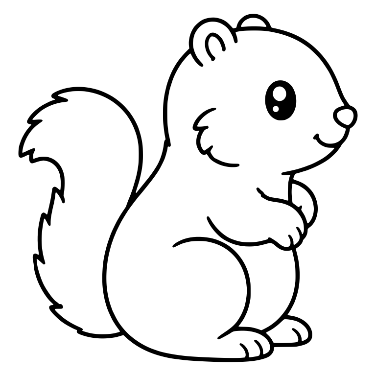 Side View Kawaii Squirrel With Big Bushy Tail — free animal SVG cut file