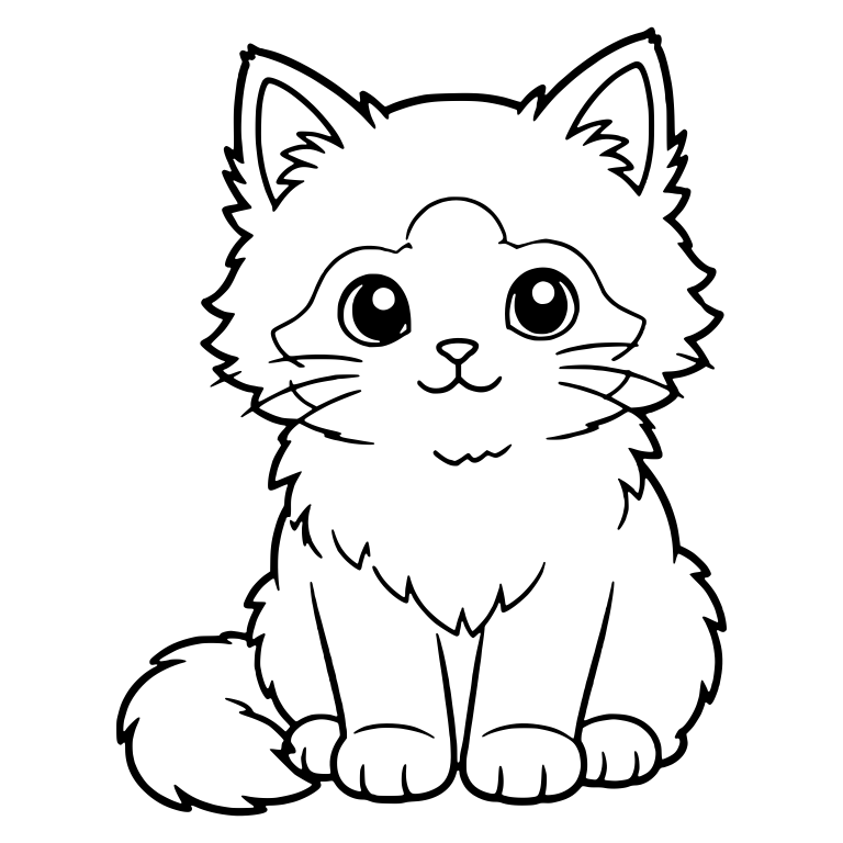 Fluffy Sitting Kitten With Face Mask Markings — free animal SVG cut file