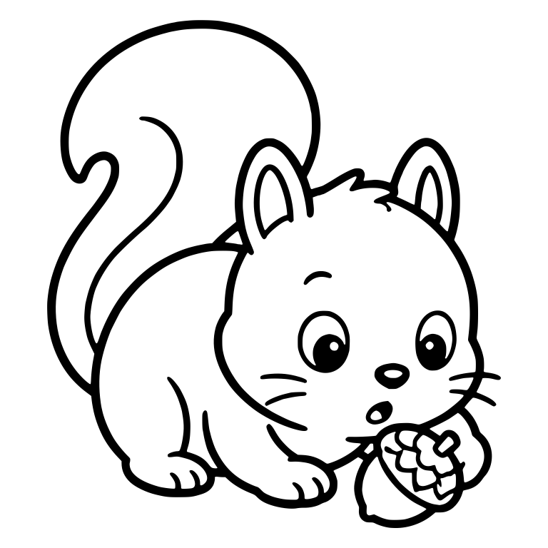 Curious Squirrel Crouching to Sniff an Acorn — free animal SVG cut file