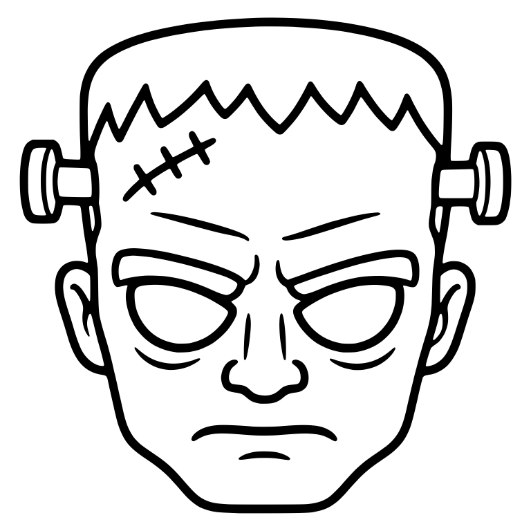 Stern Frankenstein Face With Heavy Brow and Stitches — free fantasy-creature SVG cut file