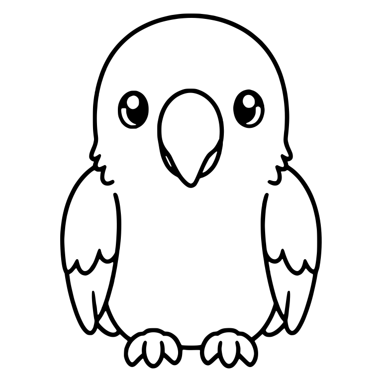 Front-Facing Parrot With Large Beak and Folded Wings — free animal SVG cut file