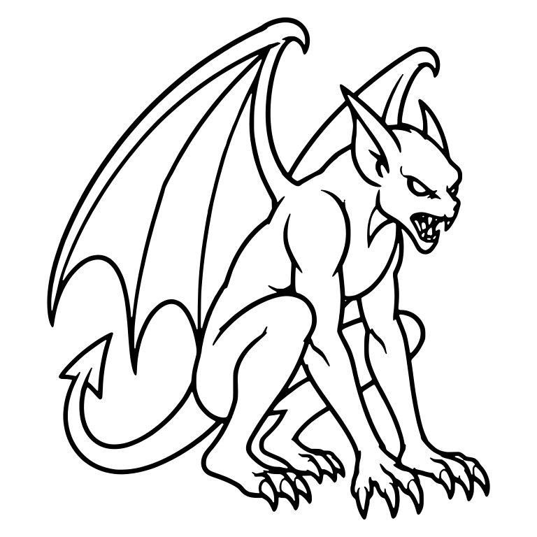 Side-View Gargoyle With Large Wings — free fantasy-creature SVG cut file
