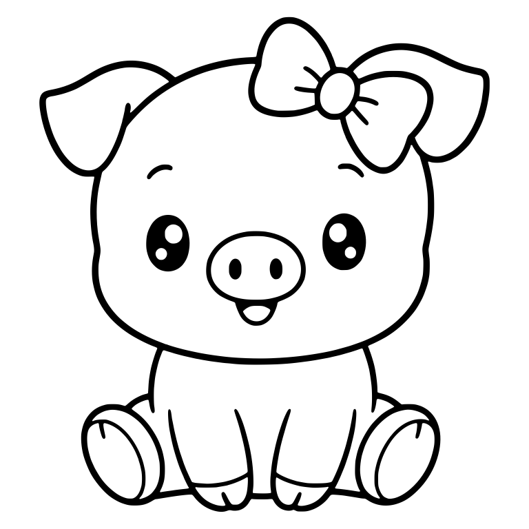 Sitting Piglet With Bow on Head — free animal SVG cut file