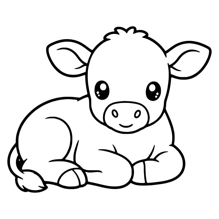 Lying Calf With Tail Tucked Beside Body — free animal SVG cut file