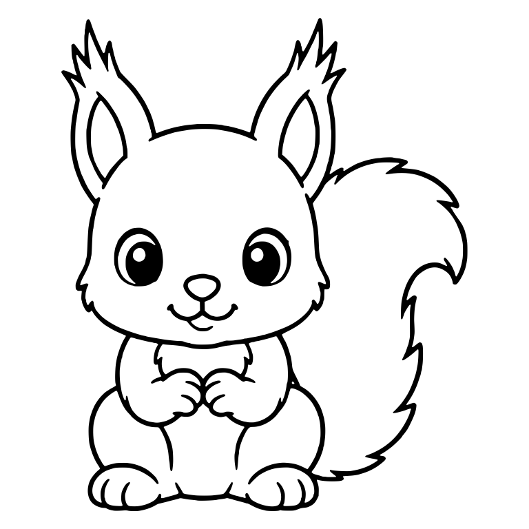 Sitting Squirrel with Paws Together and Tall Tufted Ears — free animal SVG cut file