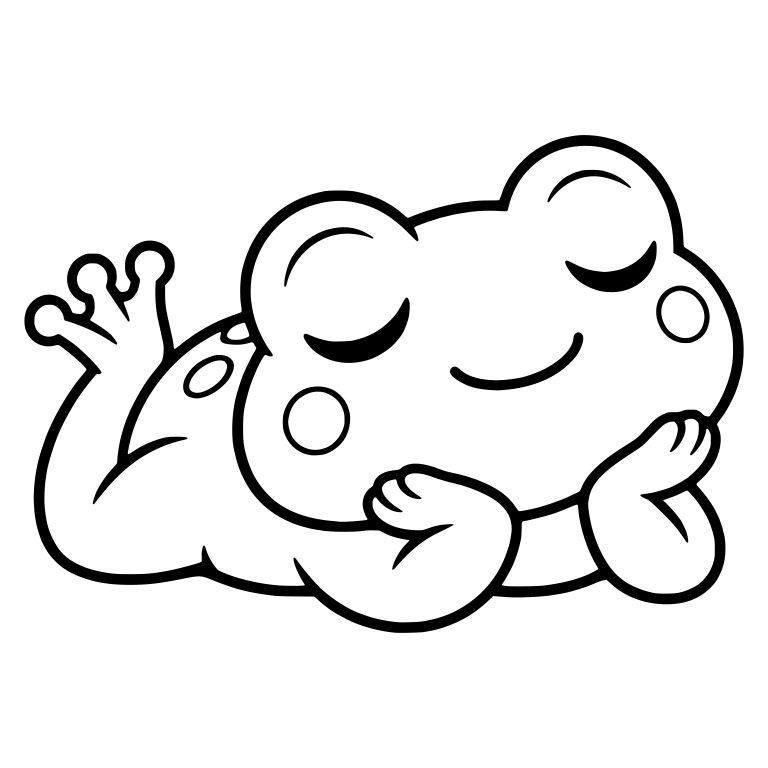 Chibi Frog Napping on Belly with Head on Hands — free animal SVG cut file