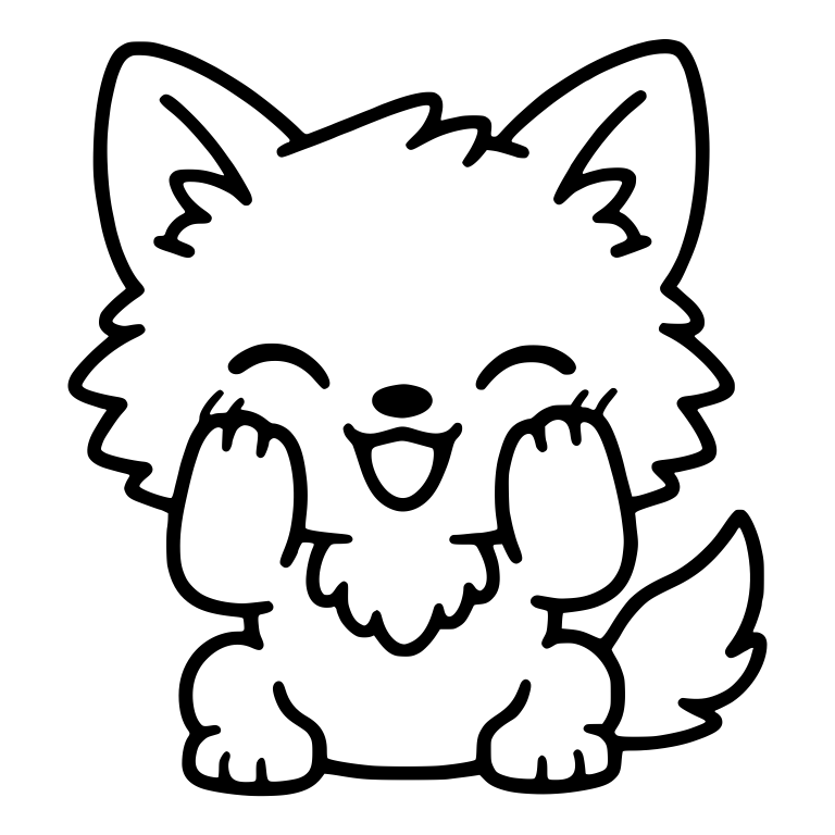 Cheerful Wolf Pup With Paws Raised at Cheeks — free animal SVG cut file