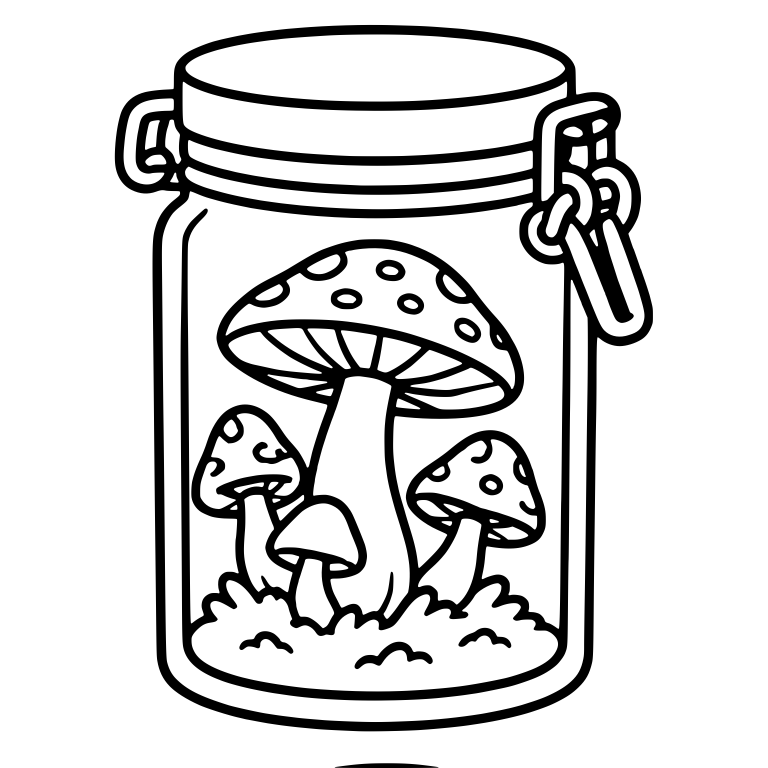 Spotted Mushroom Cluster in Clamp Lid Glass Jar — free objects SVG cut file