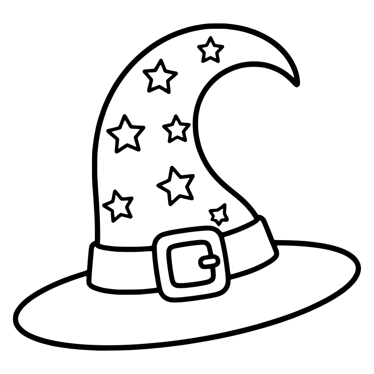 Crescent Witch Hat With Stars And Buckle Band — free objects SVG cut file