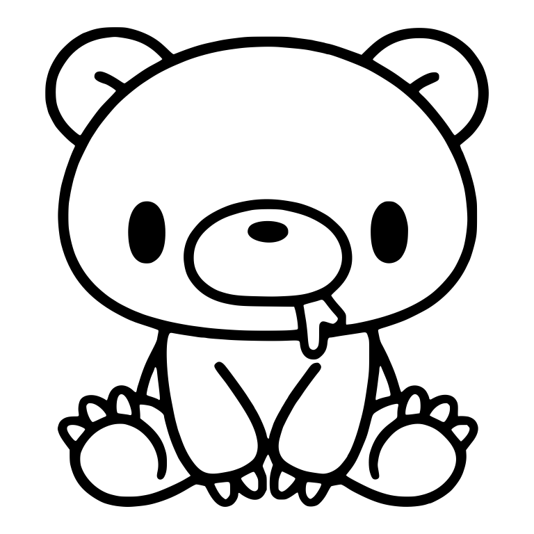 Sitting Bear With Oval Eyes And Dripping Drool — free animal SVG cut file