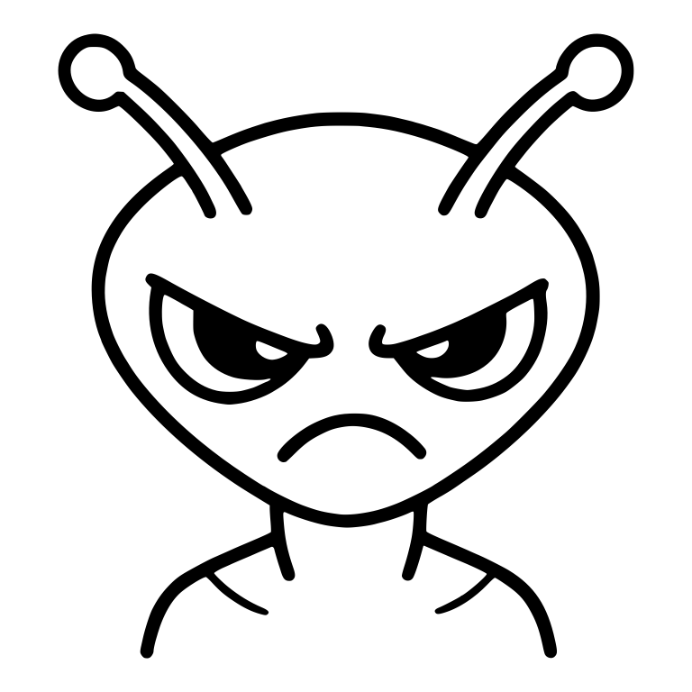 Grumpy Alien Bust With Two Long Curved Antennae — free fantasy-creature SVG cut file